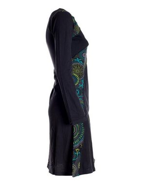 Vishes Jerseykleid Damen Mandala Kleid Blumenkleid Langarm Rundhals Baumwollkleid Hippie, Ethno, Elfen Style
