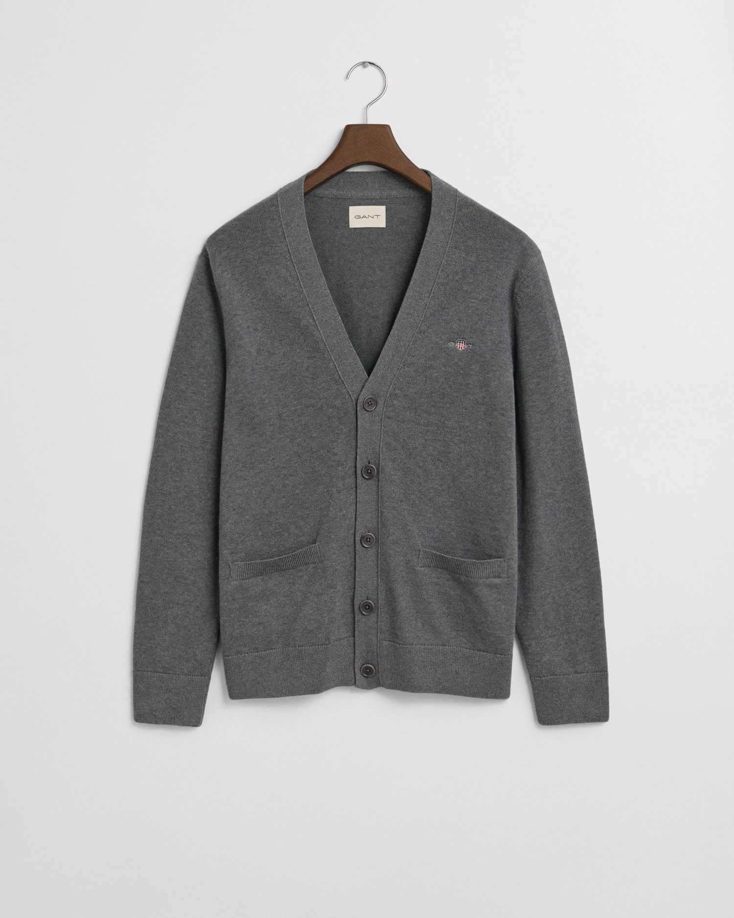 Gant Strickjacke CASUAL COTTON V-Ausschnitt, regular fit, Taschen günstig online kaufen