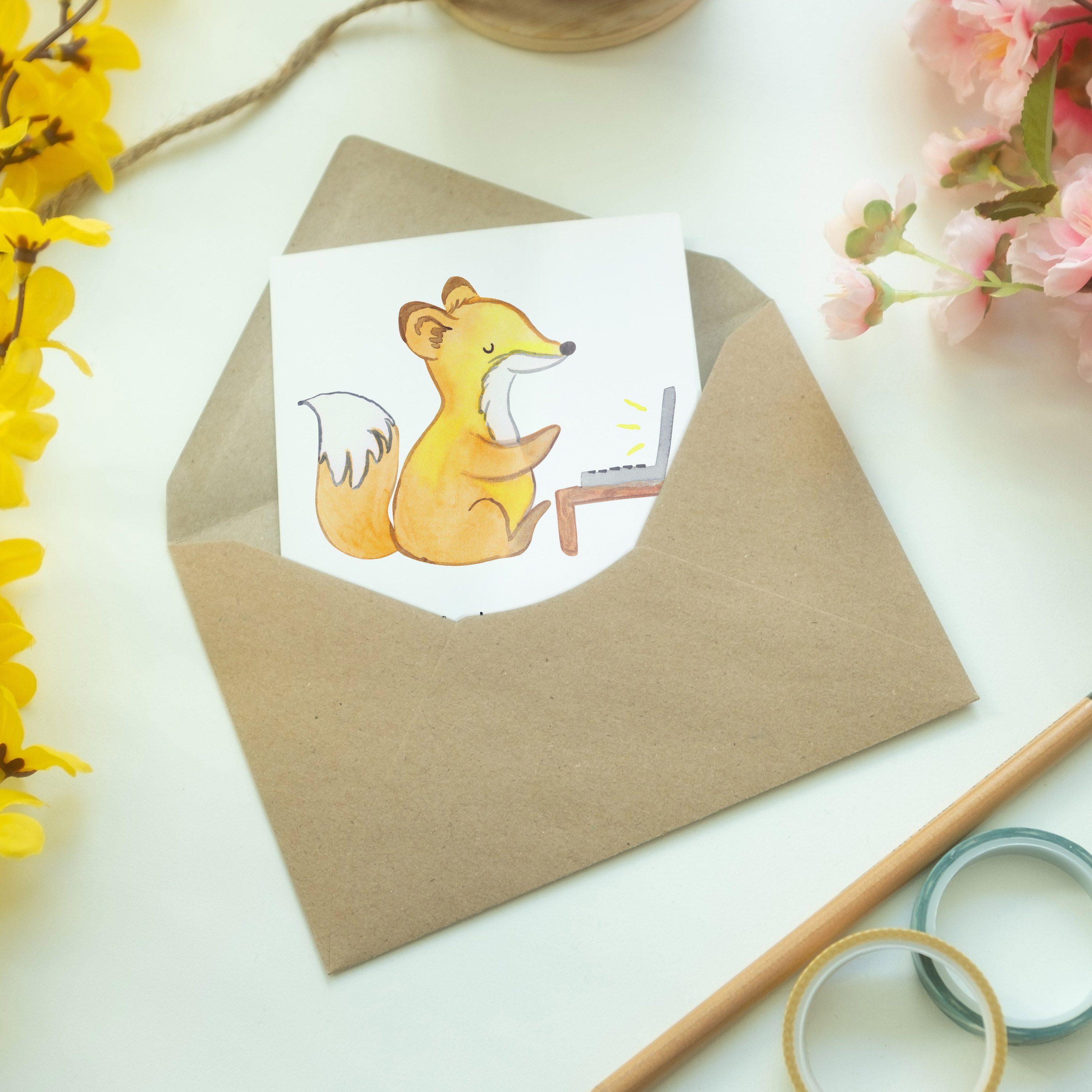 Geschenk, - Redakteurin Mita Grußkarte Weiß Geburtstagskarte, Panda Mr. Mrs. mit Online & - Herz