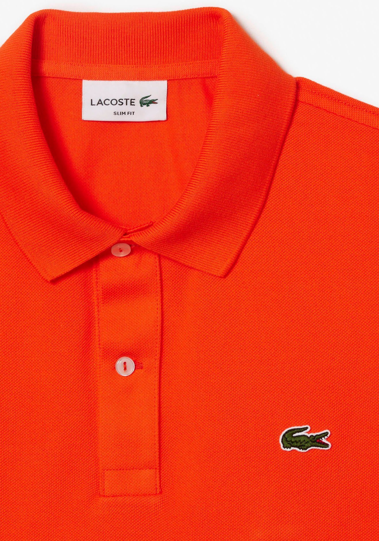 Logostickerei Lacoste mit (1-tlg) Poloshirt orange