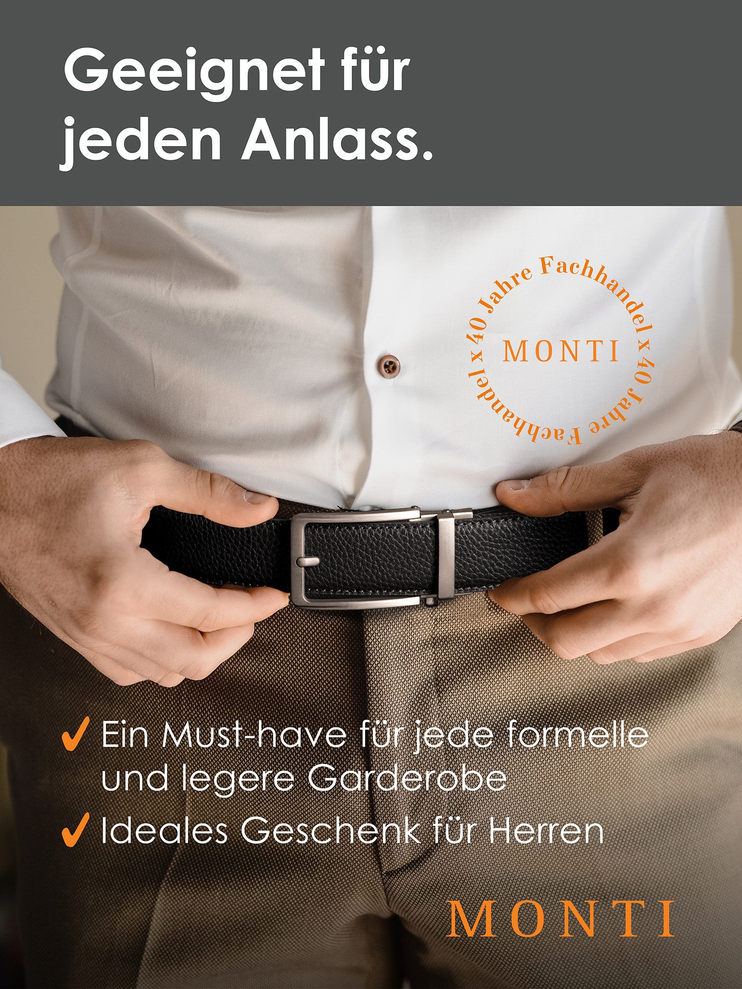 MONTI Ledergürtel YALE' 3,5cm breit, Automatikschließe günstig online kaufen