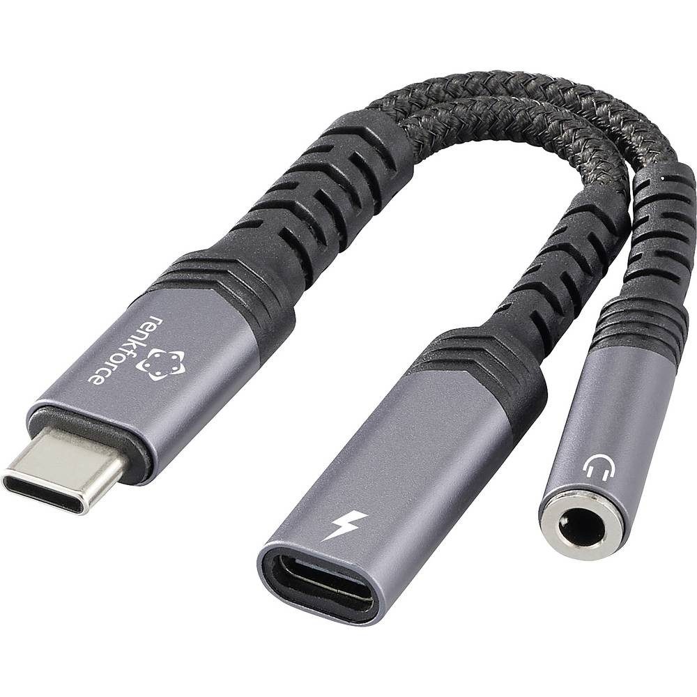 Renkforce USB-C®, Audio Adapterkabel [1x USB-C® Stecker - 1x Audio, stereo (3.5 USB-Adapter, Flexibel