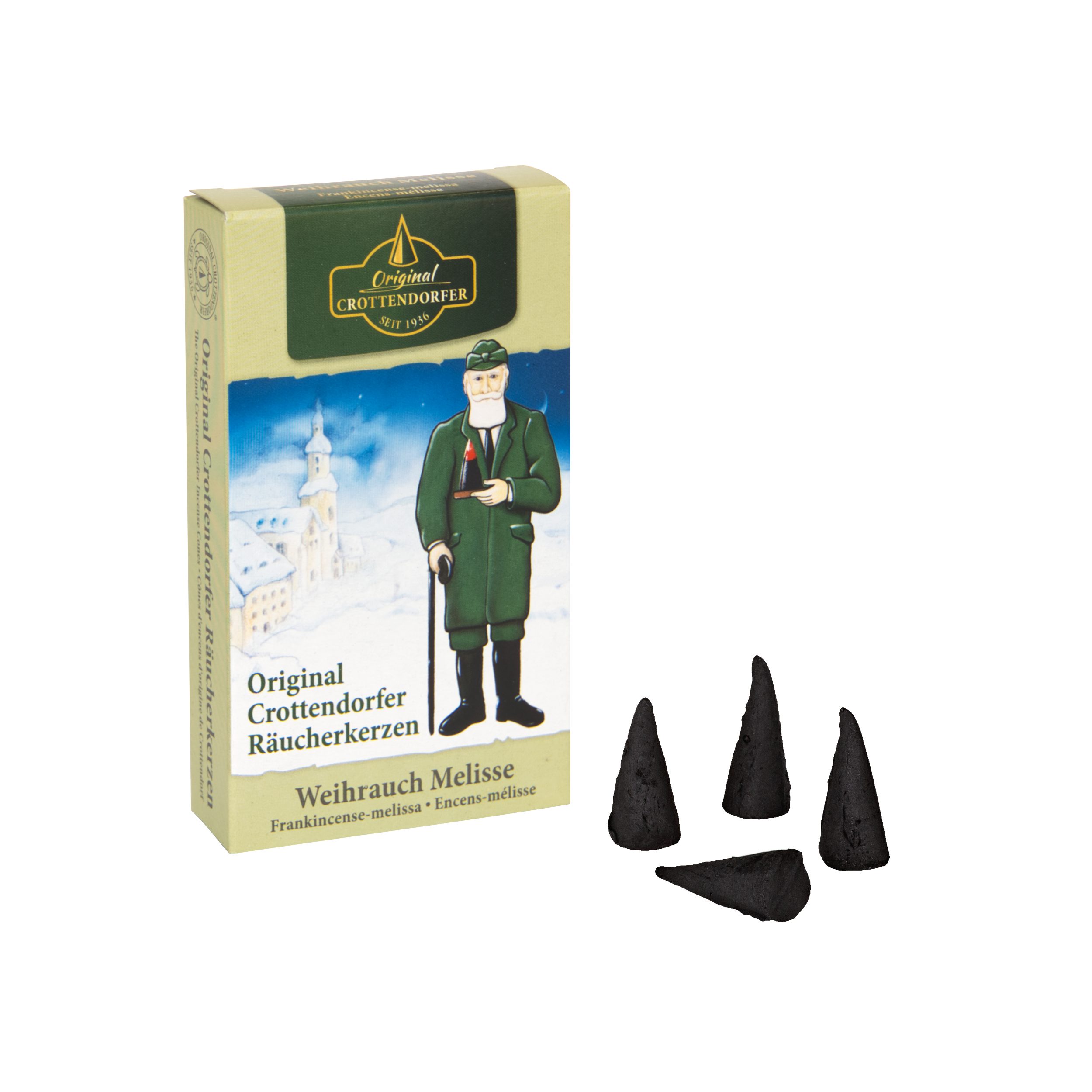 Crottendorfer Räucherkegel Crottendorfer Räucherkerzen 10er-Pack Weihrauch-Melisse (Packung, 10-St., Vorteilspack), 100% Made in Germany