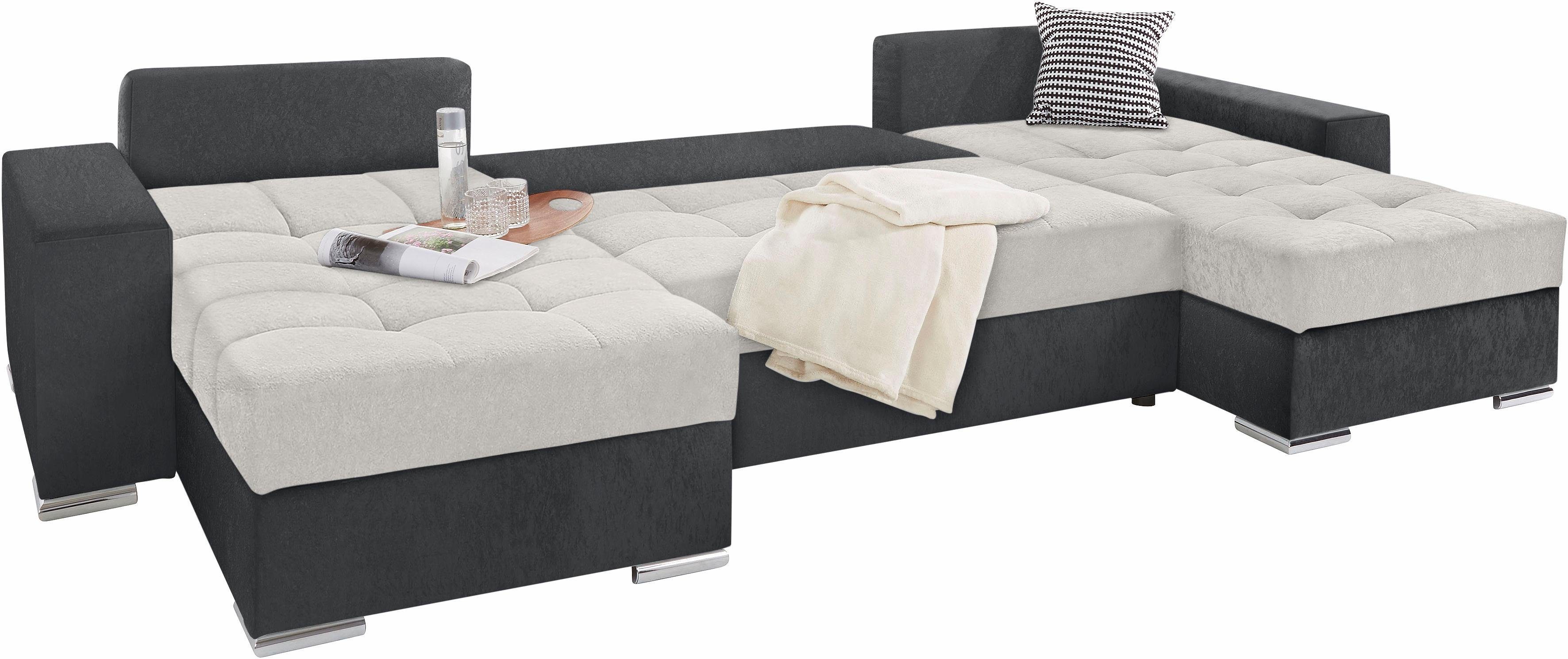 4. Bild von COLLECTION AB Wohnlandschaft, mit 2 XL-Recamieren, Bettfunktion und Bettkasten und lose Zierkissen