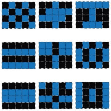 LittleTom Puzzlematte 18 Teile Baby Kinder Puzzlematte ab Null - 30x30cm, dunkelblau schwarze Matte