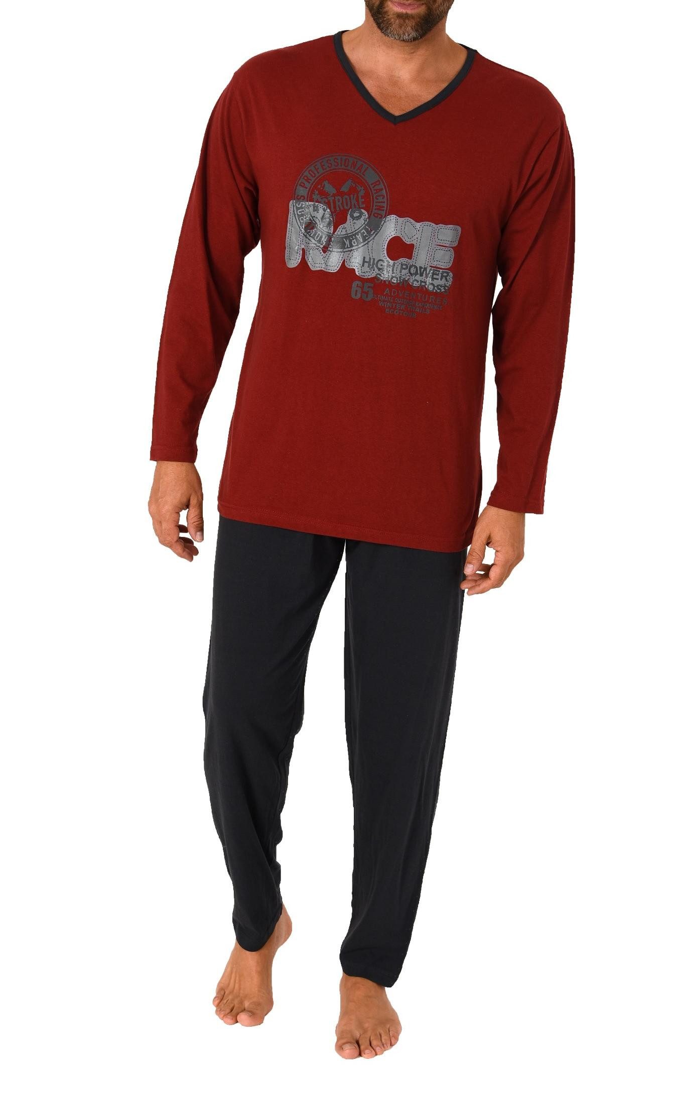 RELAX by Normann Pyjama Herren Pyjama langarm Schlafanzug in Optik - 212 10 901