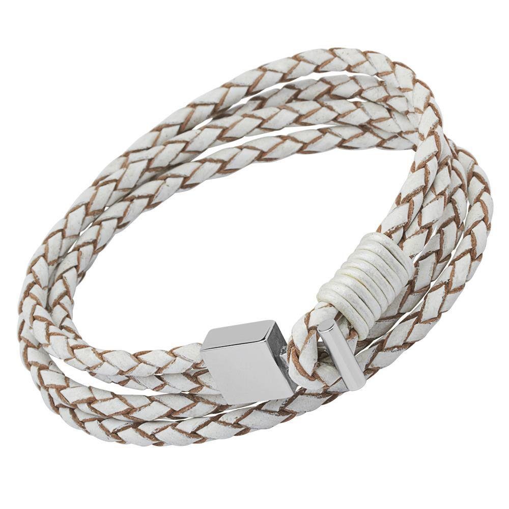 Unique Lederarmband Weißes Unique Lederarmband mit Edelstahlverschluss LB0258