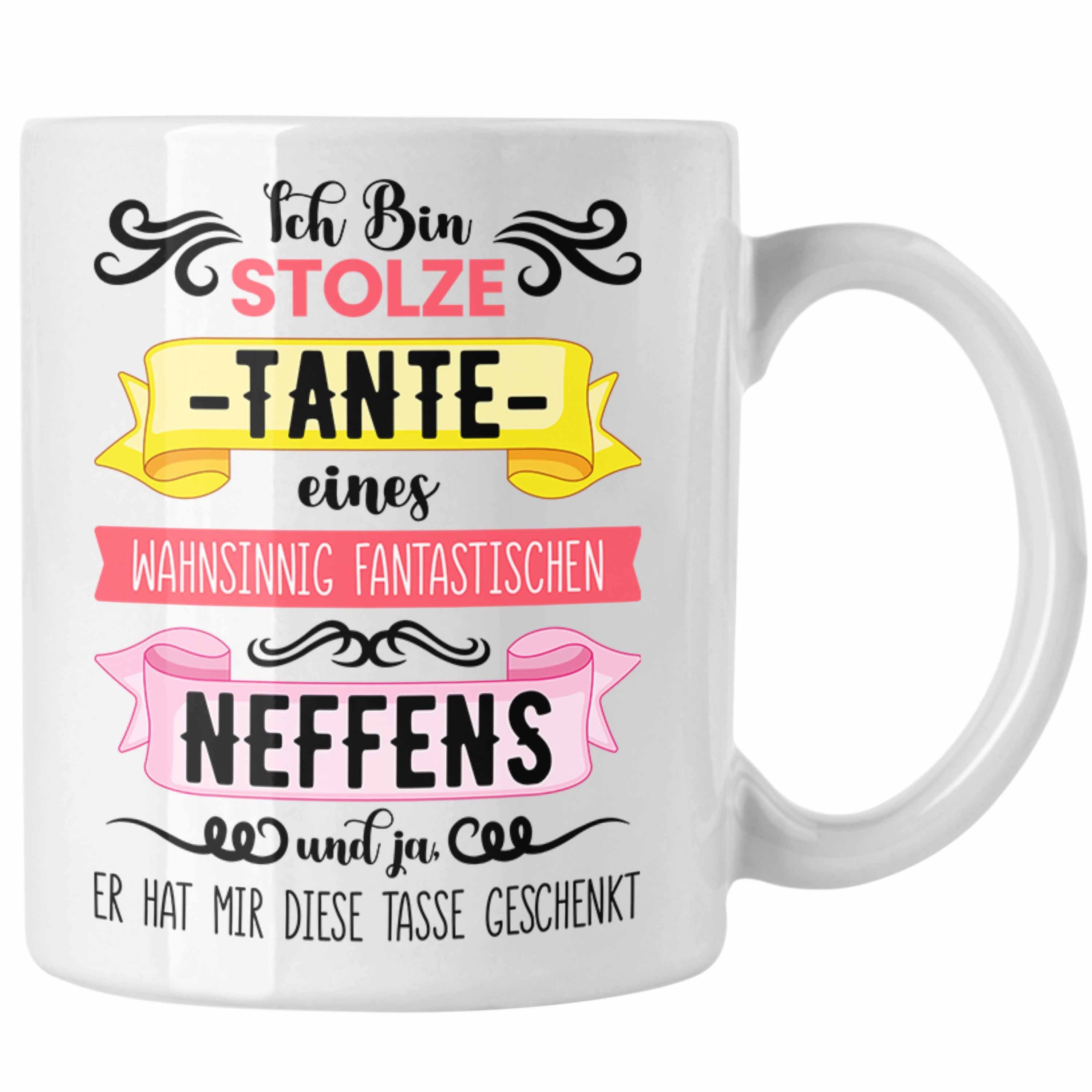 Weiss Tasse Geschenkidee von Tasse - Trendation Geschenk Tante Neffe Spruch Trendation für Lustig