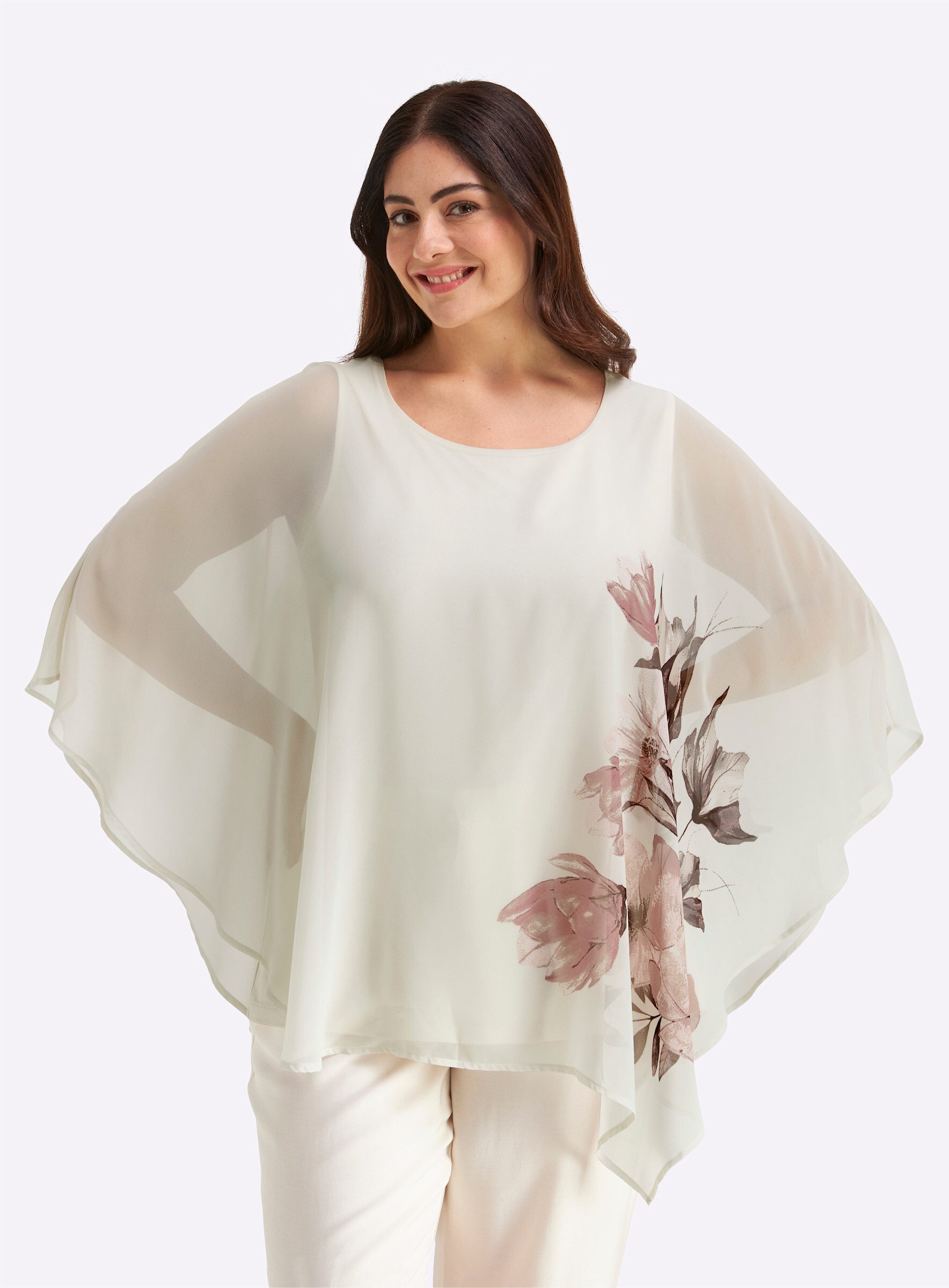 Sheego Klassische Bluse Tunika 3/4-Arm