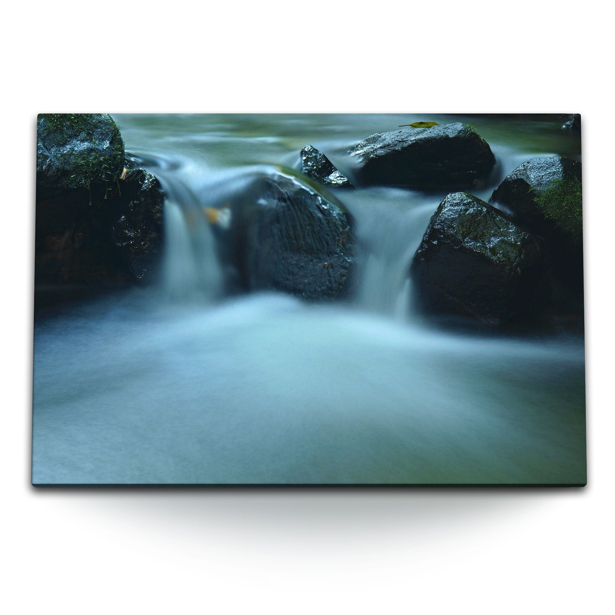 Leinwandbild 120x80cm Wandbild auf Leinwand Bach Steine Wasser Natur Fotokunst