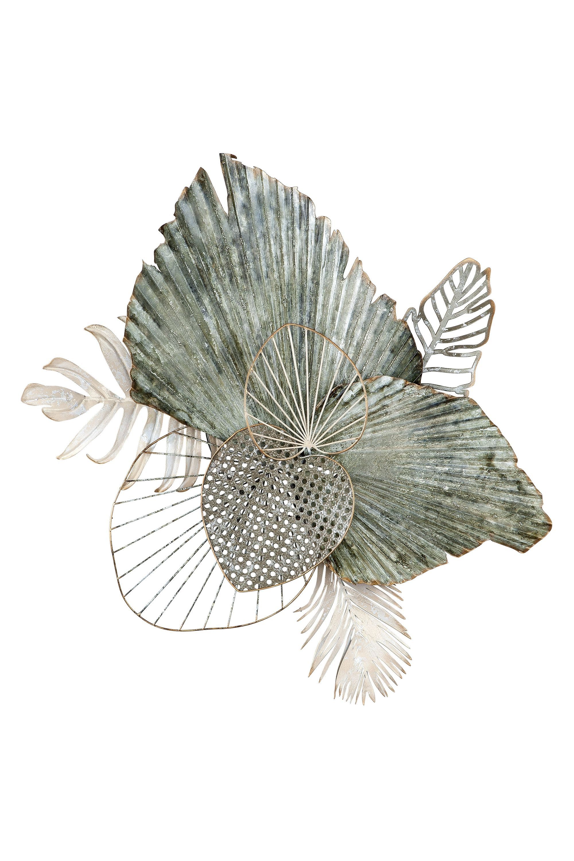 GILDE Wanddekoobjekt 3D BLÄTTER Wanddekoration - grün - Metall - H. 75cm x B. 65cm - Deko (1 Stück), Natur Wandbilder - Blatt Motiv Bild für Ihre Wanddekoration