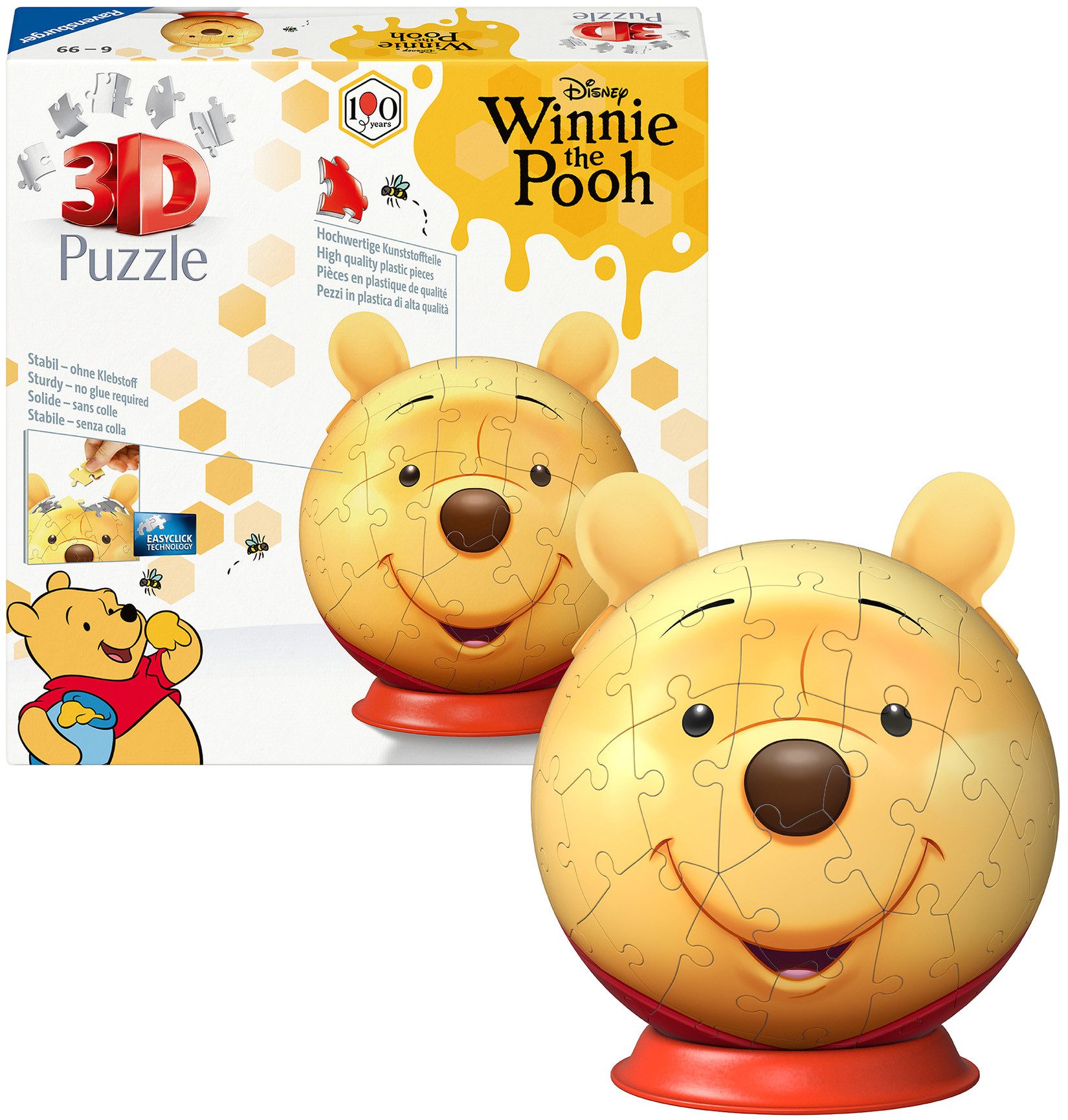 Ravensburger Puzzleball Disney Winnie Puuh mit Ohren, 72 Puzzleteile, Made in Europe