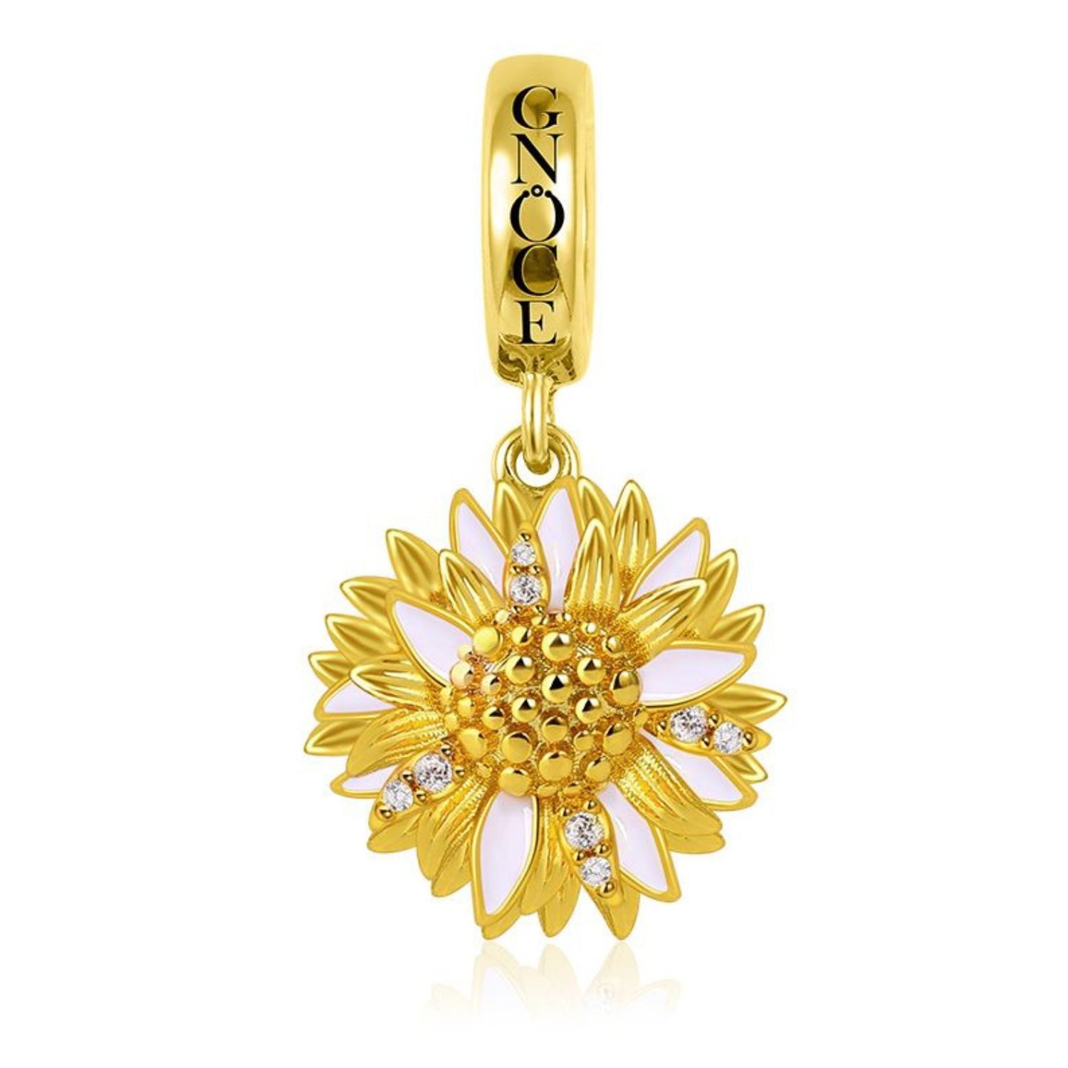 Gnoce Bead Gnoce Charm Anhänger Sonnenblume EAC044 Silber vergoldet