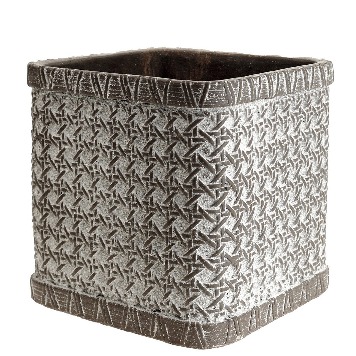 Florists Products Übertopf Quadratischer Keramik Übertopf mit stilisiertem Flechtmuster