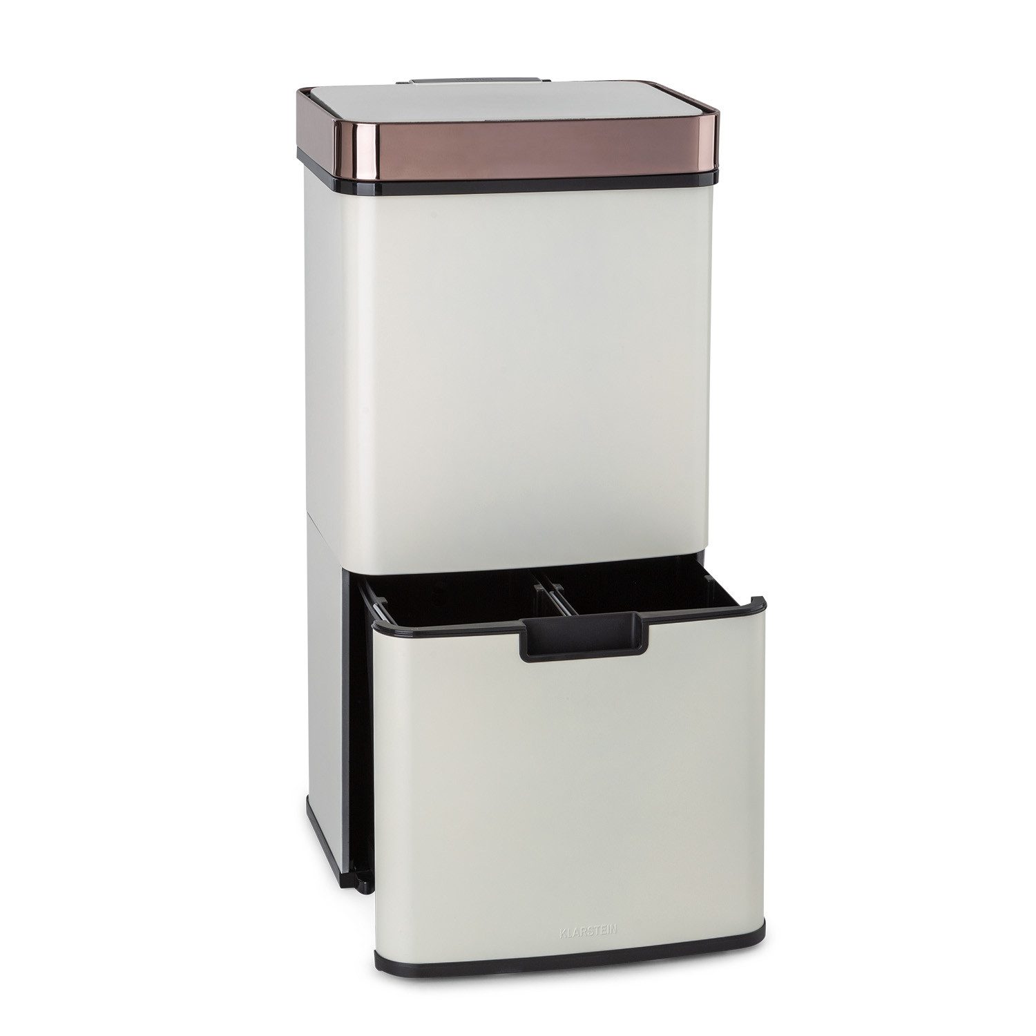 Klarstein Mülleimer Royal Trash Rose Gold Sensor-Mülleimer 72L 4 Behälter Edelstahl Timer, Sensor-Treteimer 4-fach Rosegold-Optik & 5-Sek-Timer