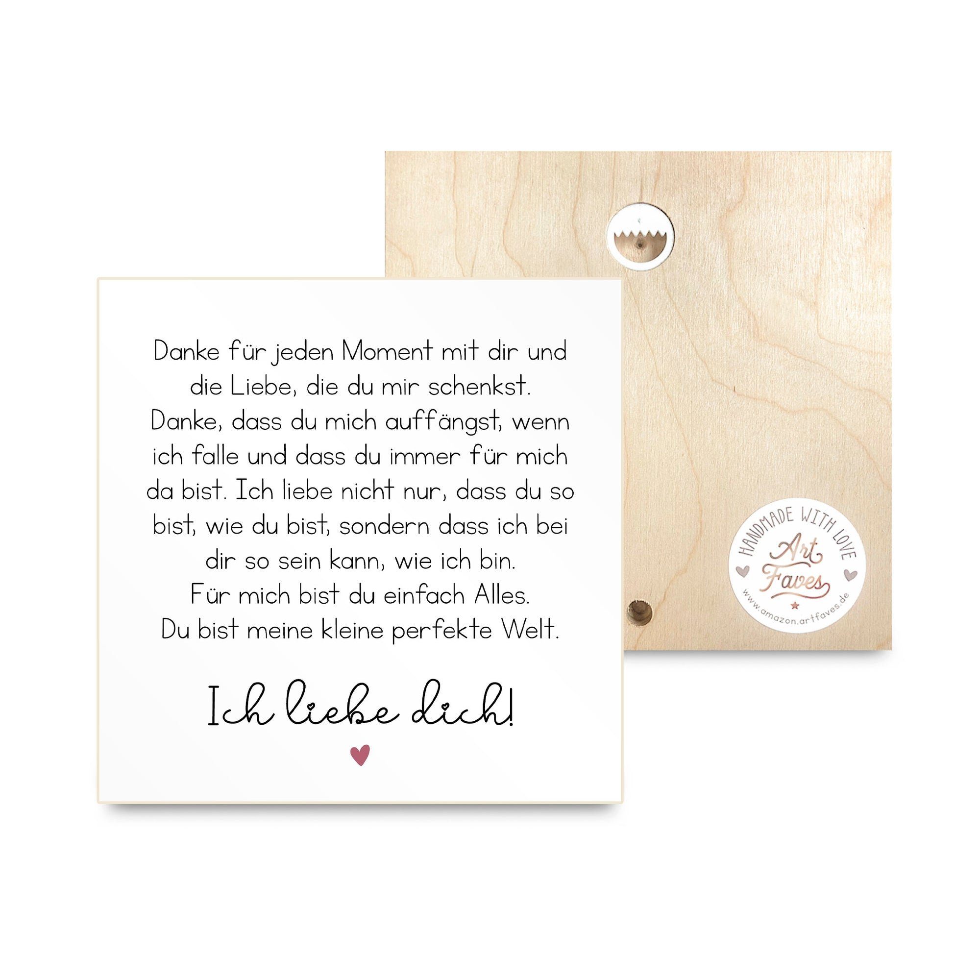 ARTFAVES Holzbild Holzschild mit Spruch Danke für jeden Moment mit