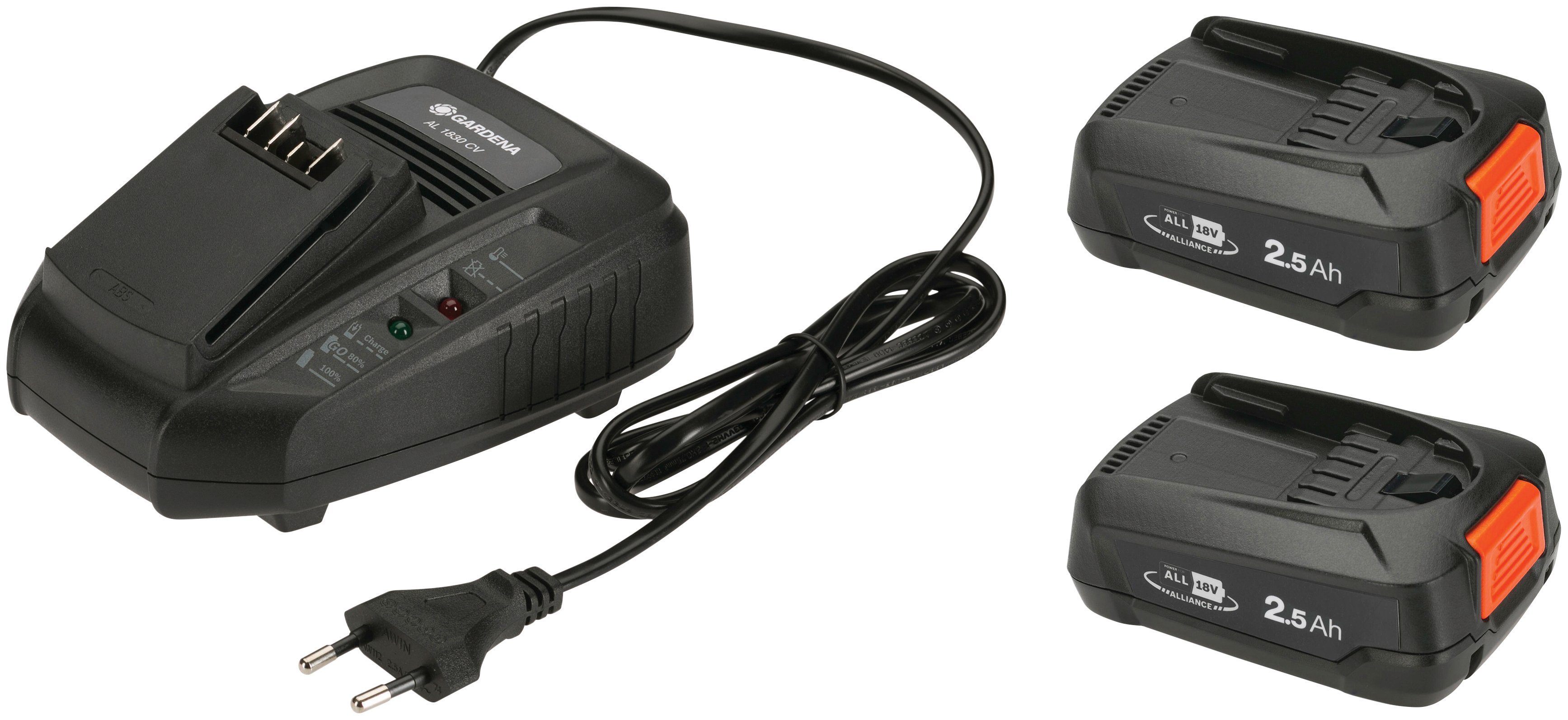 Akku-Set, mit 18V/2,5 Ladegerät P4A, Ah, GARDENA 2 14907-20 Akkus