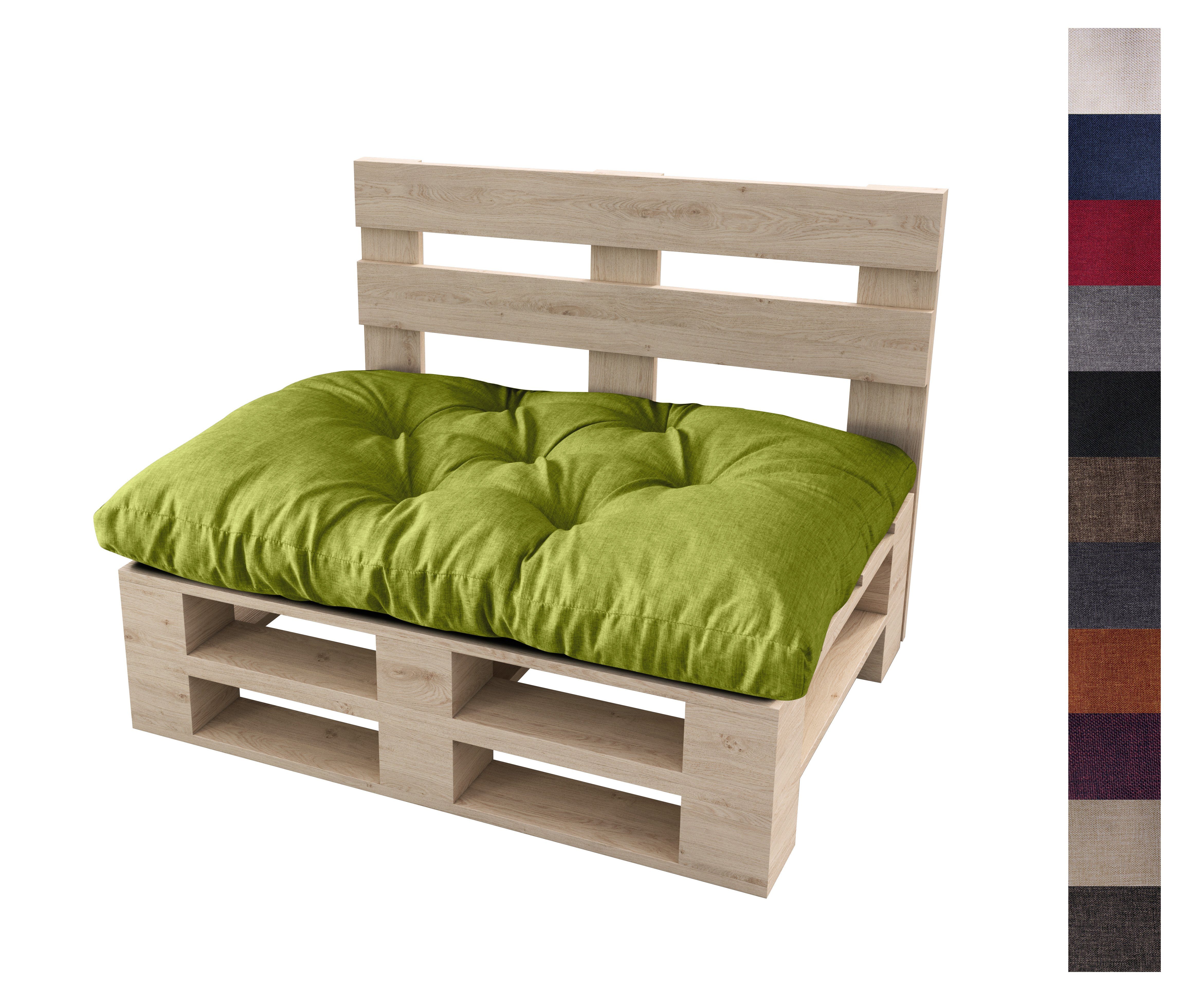 sunnypillow Подушки Palettenkissen gesteppt Подушки 120 x 80 x 12 cm, Grün