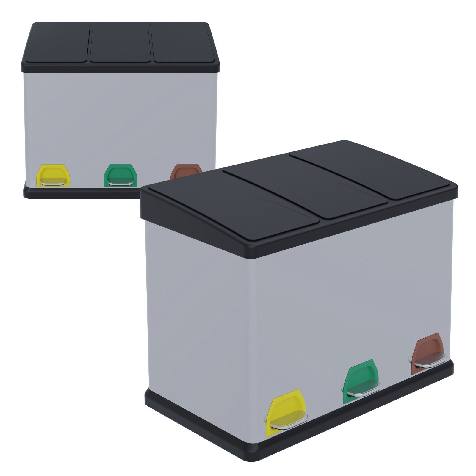 HAGO Mülltrennsystem Premium Mülleimer Abfalleimer Abfallbehälter Trennsystem Mülltrenner schwarz
