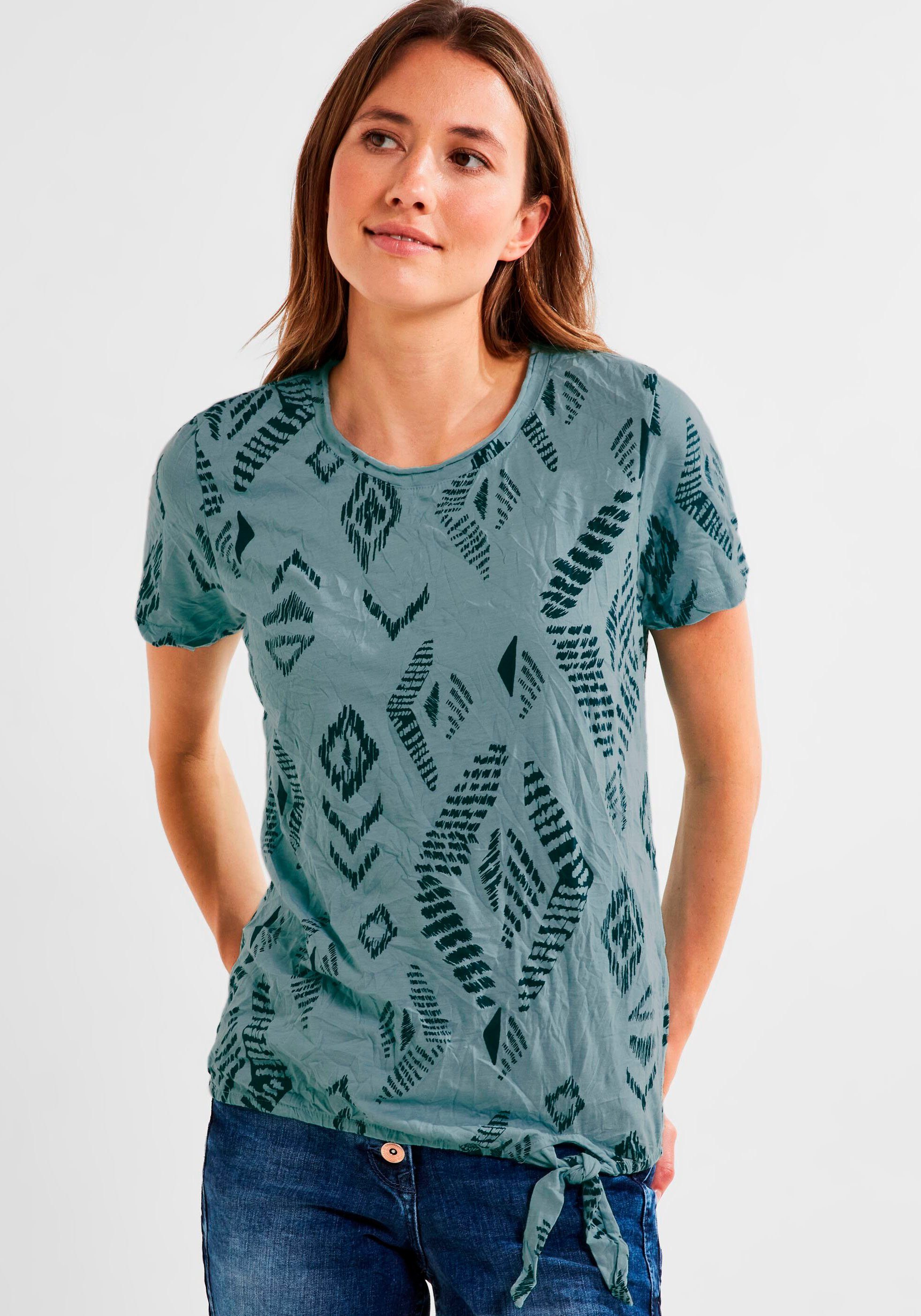 Cecil T-Shirt mit Knotendetail green meliert