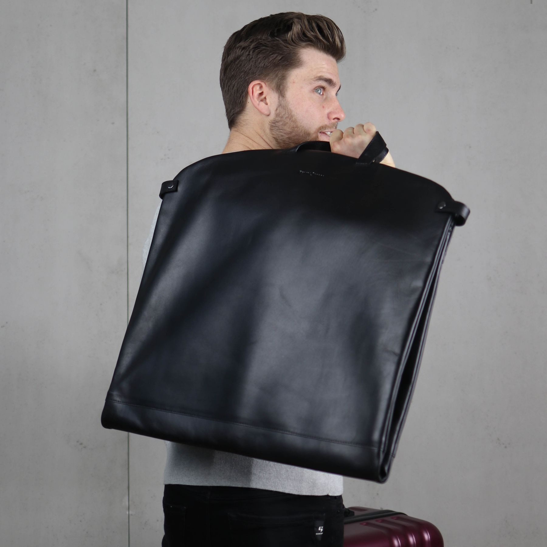 FEYNSINN Kleidersack echt Leder Anzugtasche Kleidersack groß schwarz ARIK