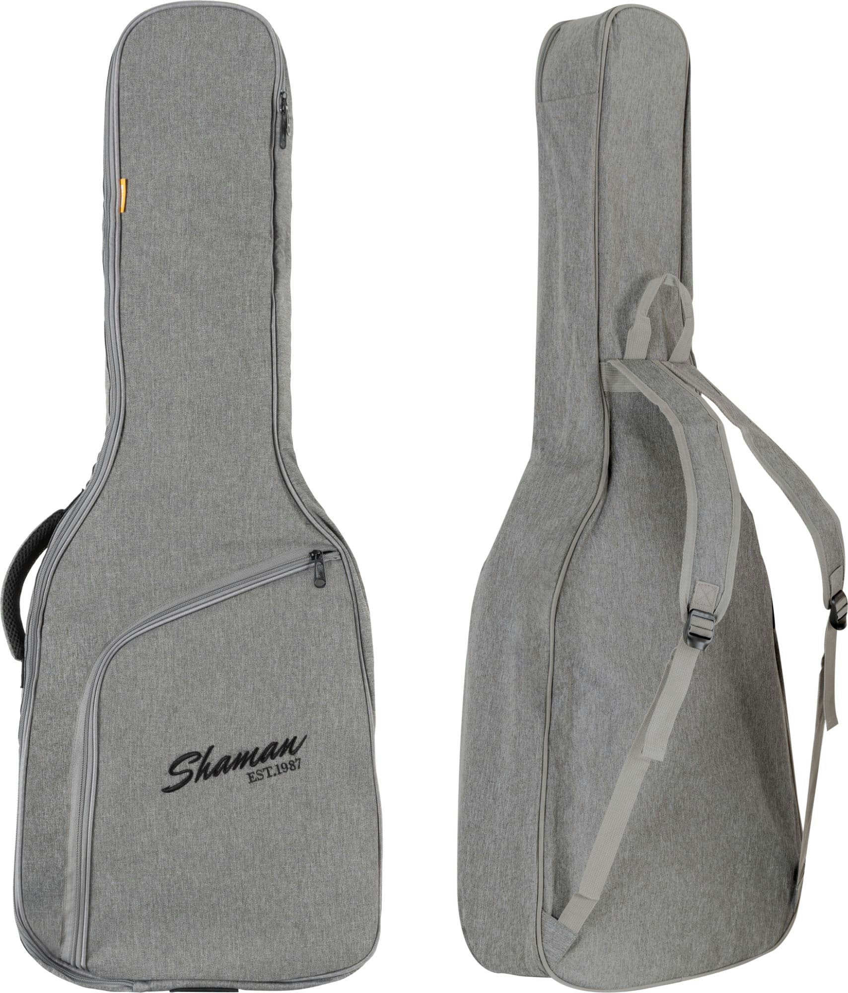 Shaman Gitarrentasche WGB-115 Grau, GY & Instrumentenhals gepolsterte Premium-Line für Westerngitarrentasche Rucksack-Gurte Fixierung