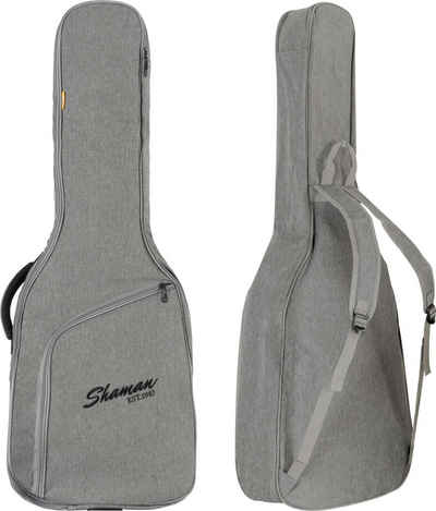 Shaman Gitarrentasche WGB-115 GY Premium-Line Westerngitarrentasche Grau, Fixierung für Instrumentenhals & gepolsterte Rucksack-Gurte
