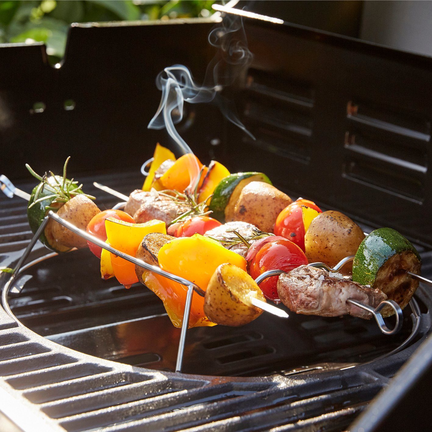 LANDMANN Grillspieß Aufsatz inkl. 5 Grillspieße 360° drehbar
