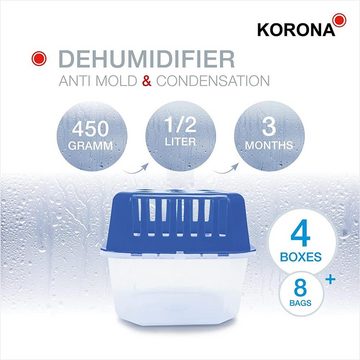 KORONA Luftentfeuchter Entfeuchter Boxen 82151, Luftentfeuchter Box 4er-Set, Entfeuchtet Räume, Blau, Weiß