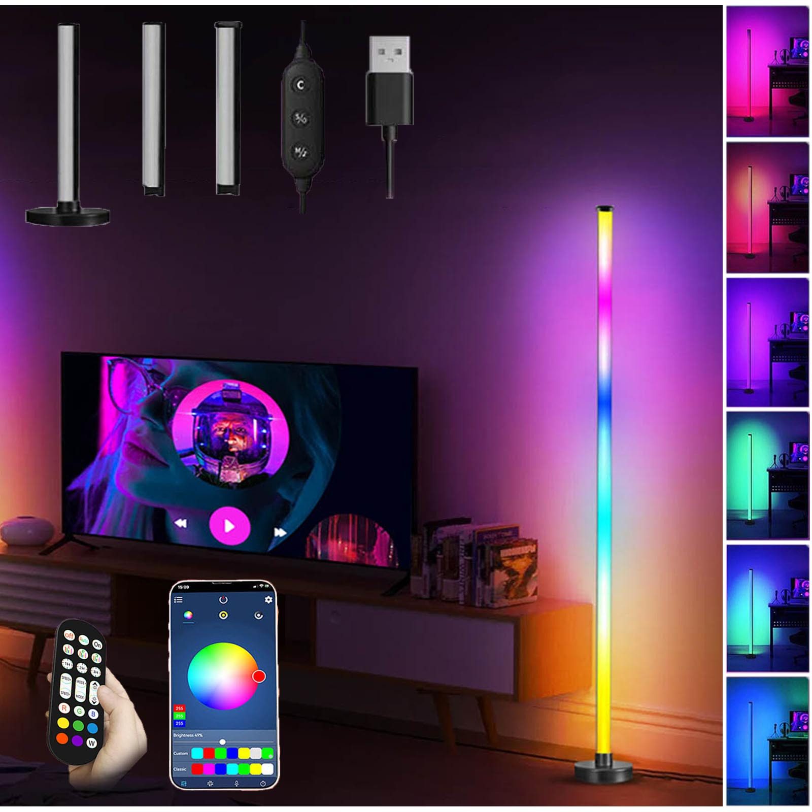 Jibenhome LED Lichtleiste LED Tischleuchte RGB Stehlampe 20W, Fernbedienung günstig online kaufen