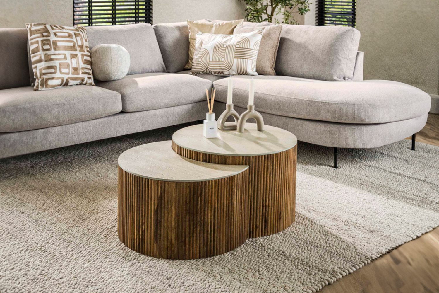 KAWOLA Couchtisch DESEADO (Set, 2-St), Keramik weiß