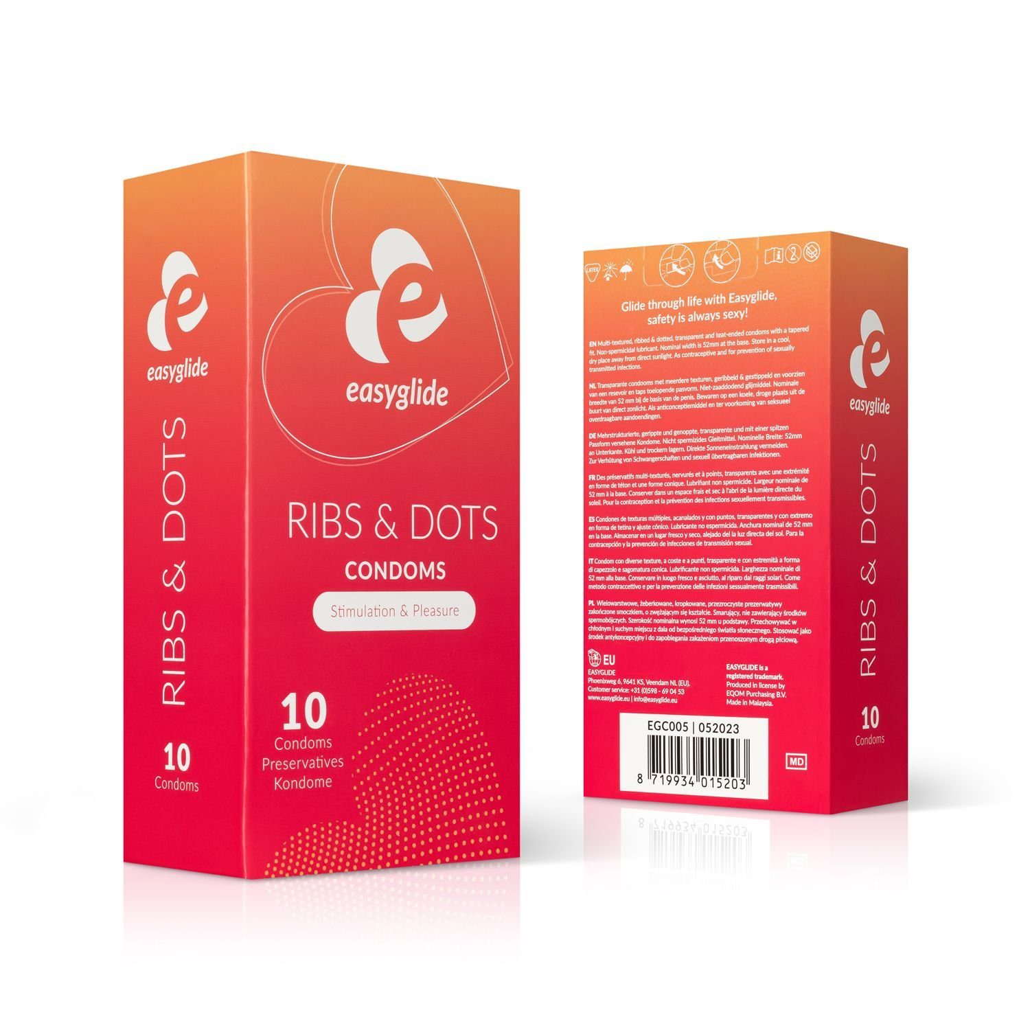 EasyGlide Kondome EasyGlide - Ribs and Dots Kondome - 10 Stück