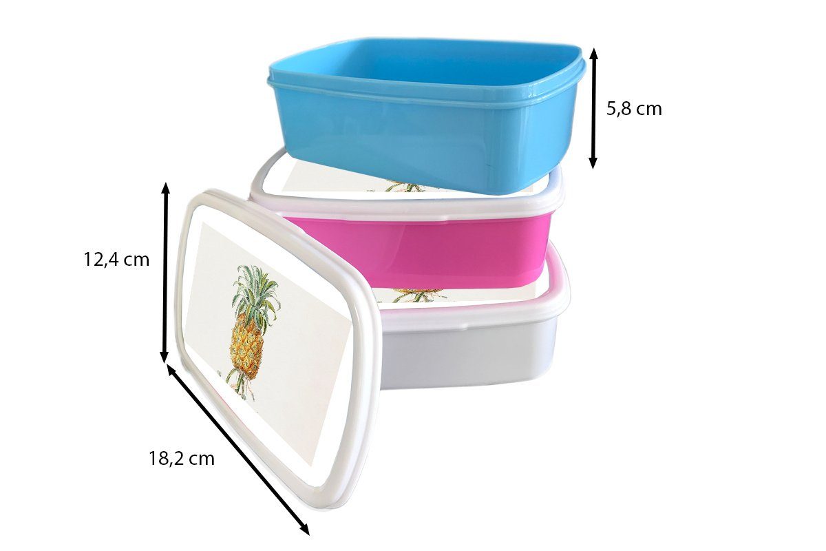 Mädchen - und Jungs und Pflanze für Brotbox Erwachsene, Brotdose, Kinder Lebensmittel, Kunststoff, - weiß für Lunchbox Ananas (2-tlg), MuchoWow