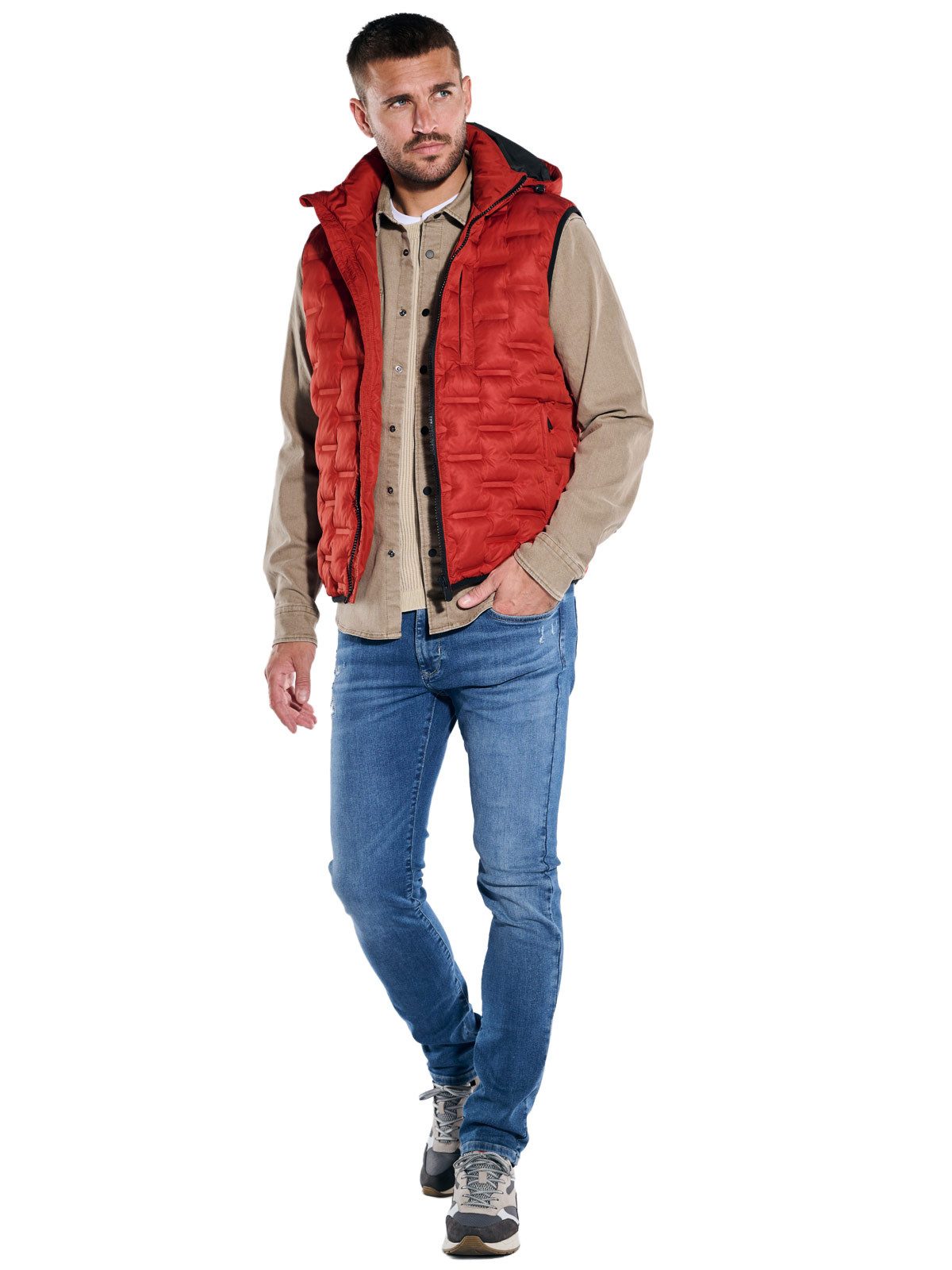 emilio adani Kurzweste Herren Steppweste mit Sorona-Füllung, Rostorange