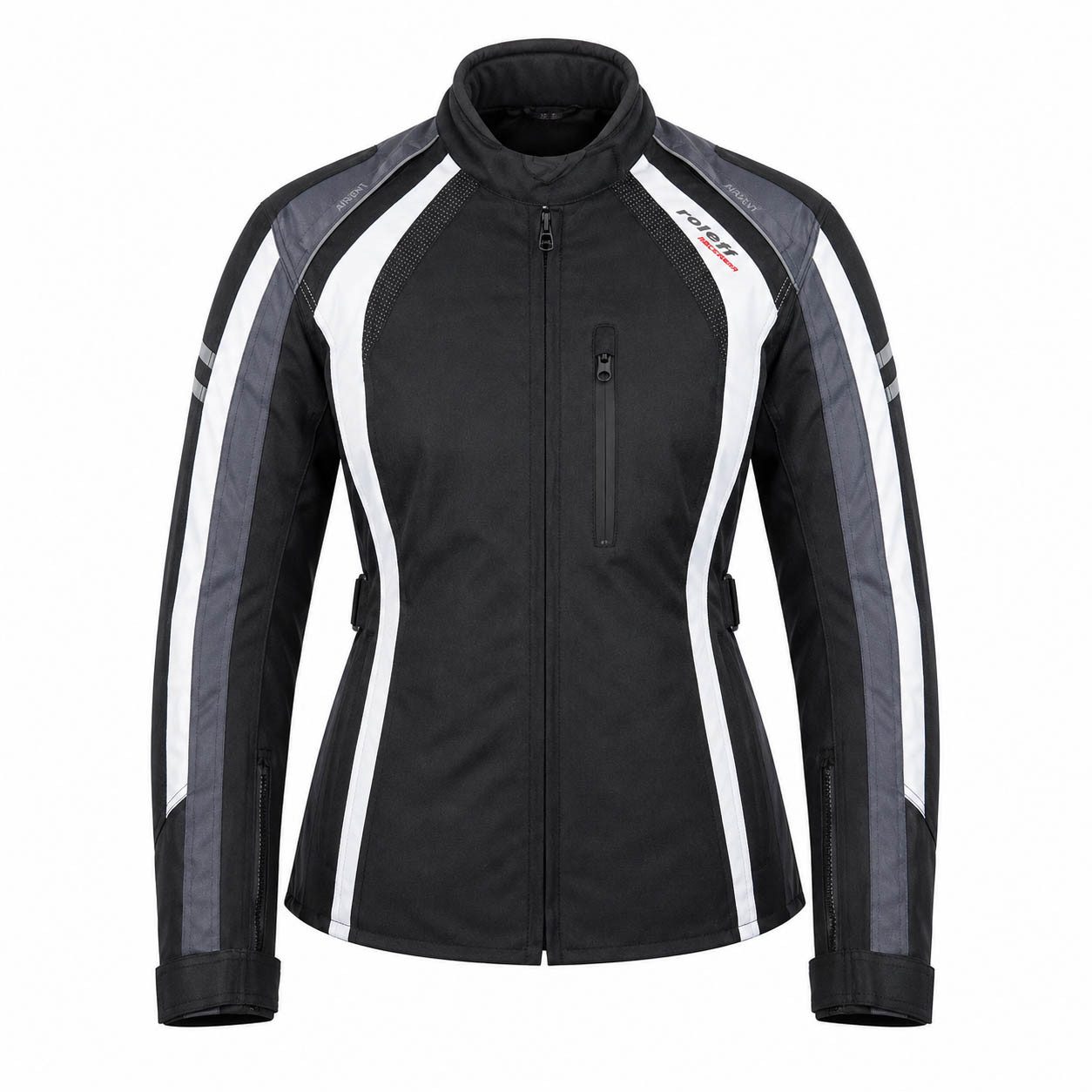 roleff Motorradjacke DAMEN RO980 schwarz-weiß-grau, atmungsaktiv, wasserdicht, Protektoren auch in großen Größen und anderen Farben erhältlich