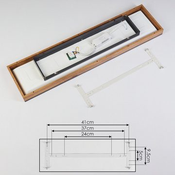 hofstein Deckenleuchte »Vacil« modernes Deckenpanel aus Metall und Holz in Schwarz/Weiß/Natur, 3000 Kelvin, 24 Watt, 2100 Lumen, längliche Deckenlampe in flachem Design