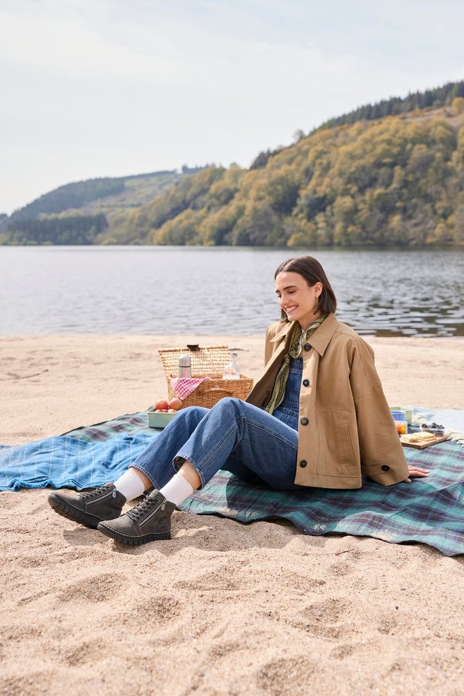 Rieker Schnürboots Casual-Boots, Stiefelette mit beidseitigen Reißverschlüssen