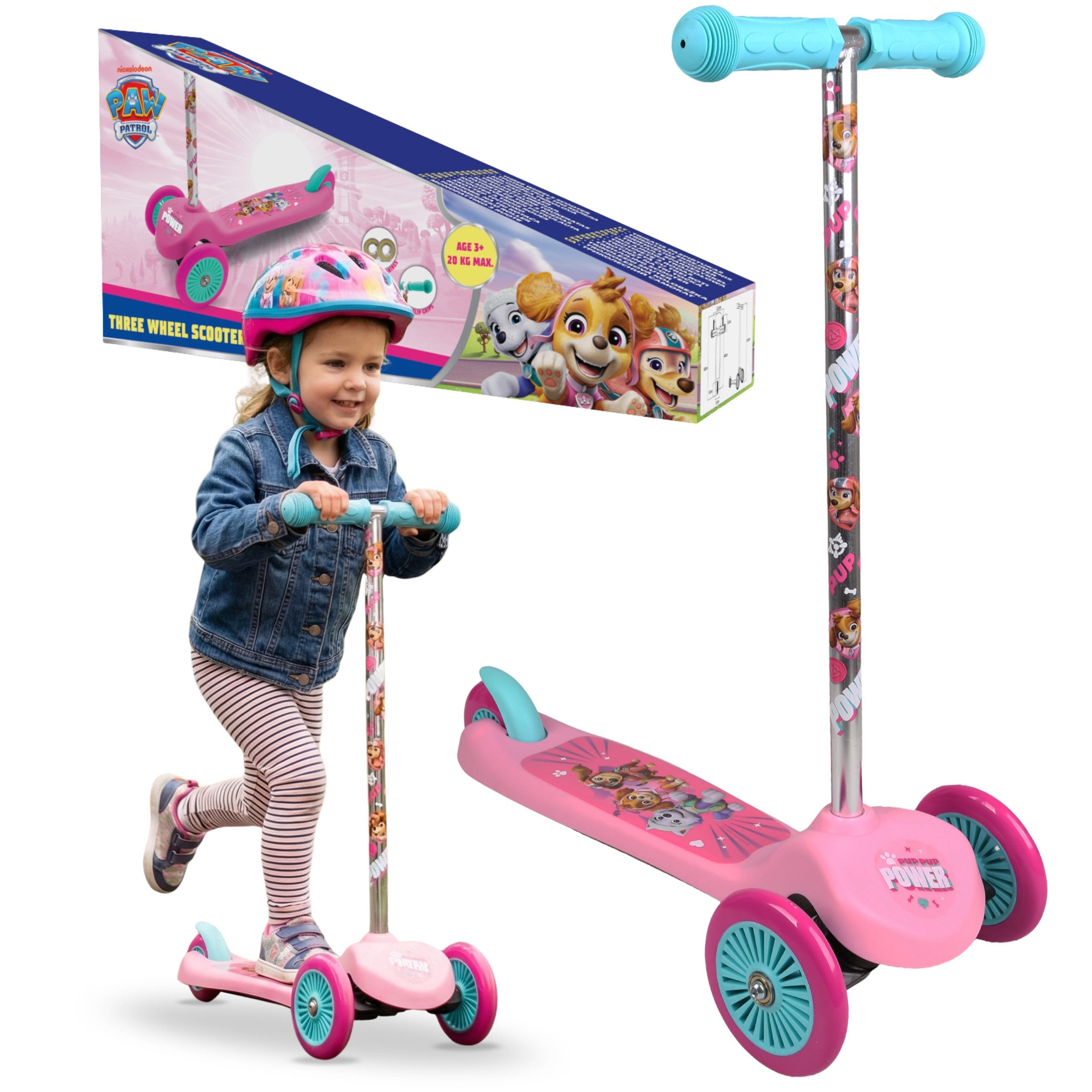PAW PATROL Dreiradscooter Paw Patrol 3-Rad-Roller für Kinder, klappbar, bis 20 kg