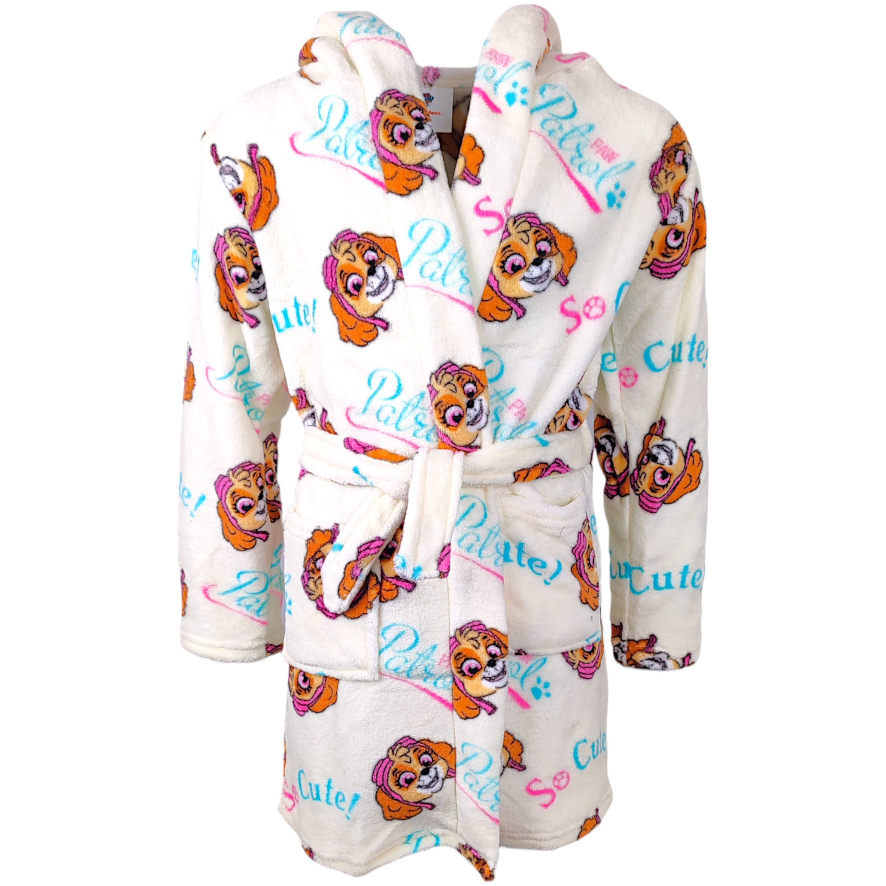 PAW PATROL Kinderbademantel Skye, Fleece, mit Kapuze, Bindegürtel, für Kinder Gr. 98-128 cm