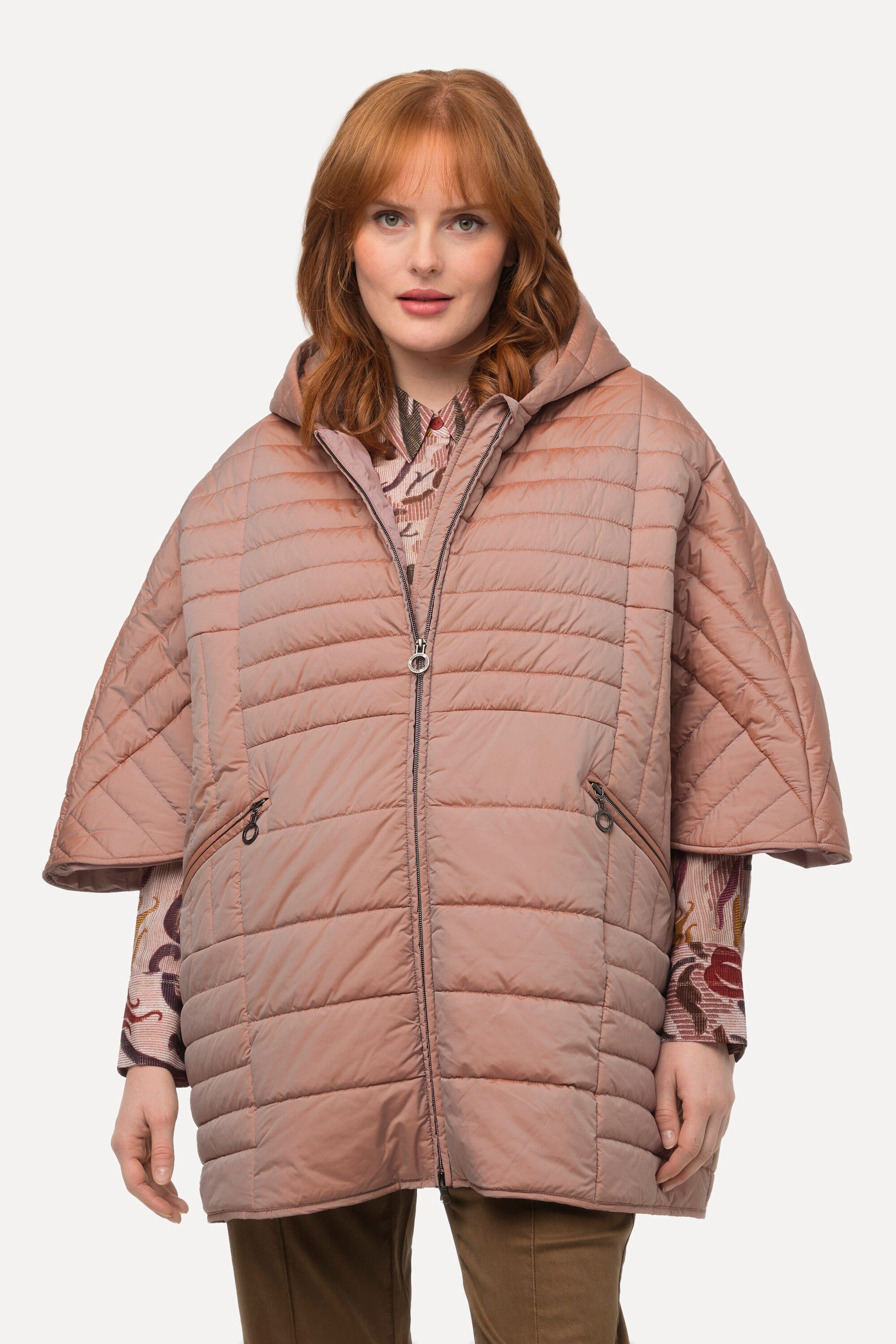 Steppweste Stepp-Cape extraweit Kapuze 2-Wege-Zipper Langarm