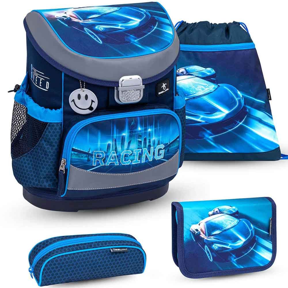 Belmil Schulranzen Set Mini Fit 10-teilig 2025 Jungen Racing Blue Neon