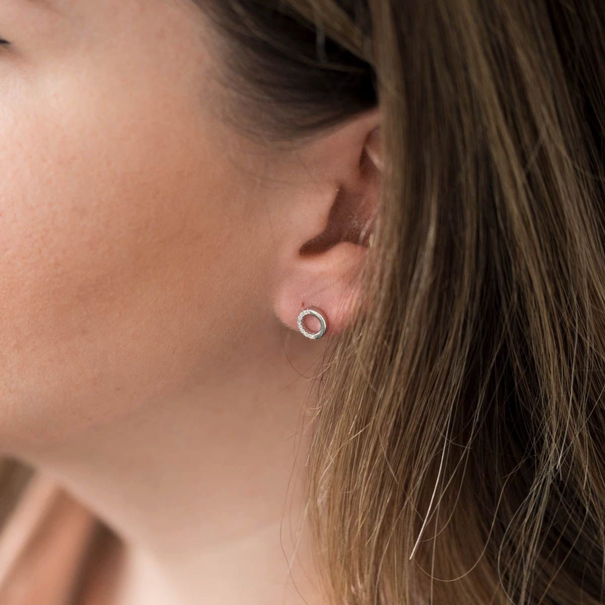 Materia Paar Ohrstecker Kreis mit Zirkonia SO-302, 925 Sterling Silber, rho günstig online kaufen