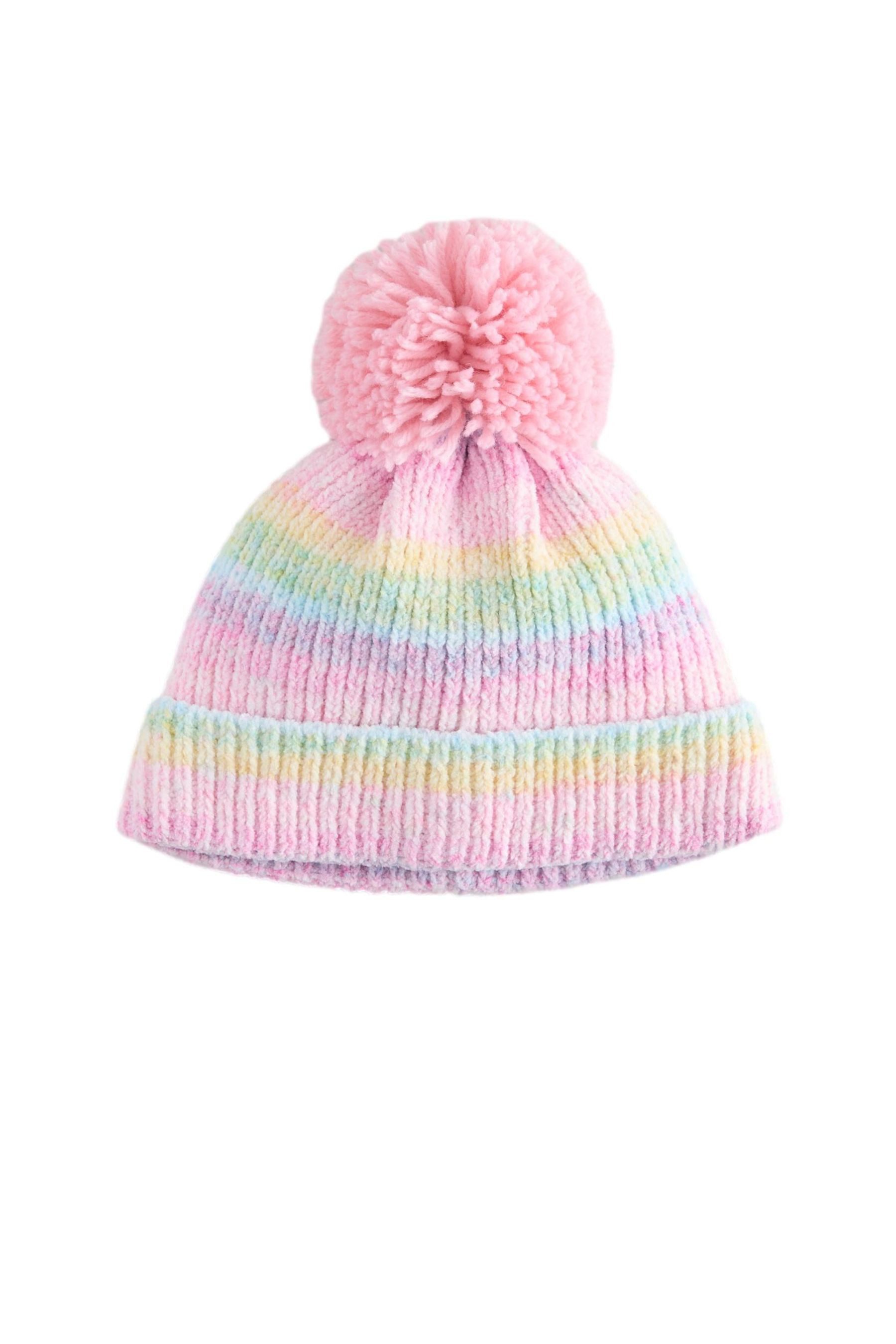 Strickmütze Babystrickmütze mit Bommel aus Chenille