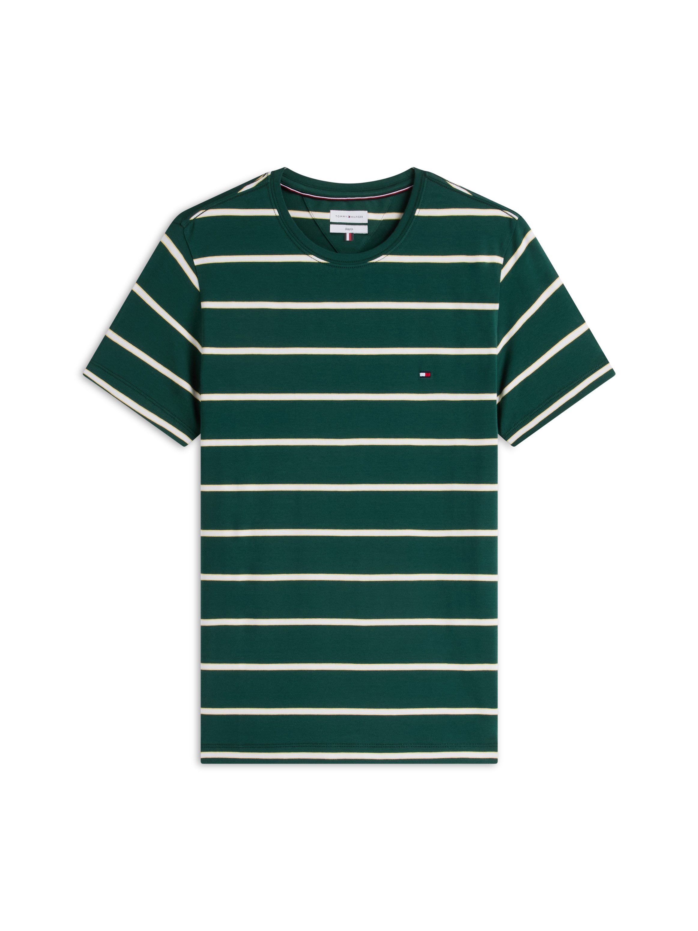 Tommy Hilfiger T-Shirt STRETCH SLIM FIT unifarben, casual, slim fit, Baumwollmix, Rundhals – Bild 5 von 5