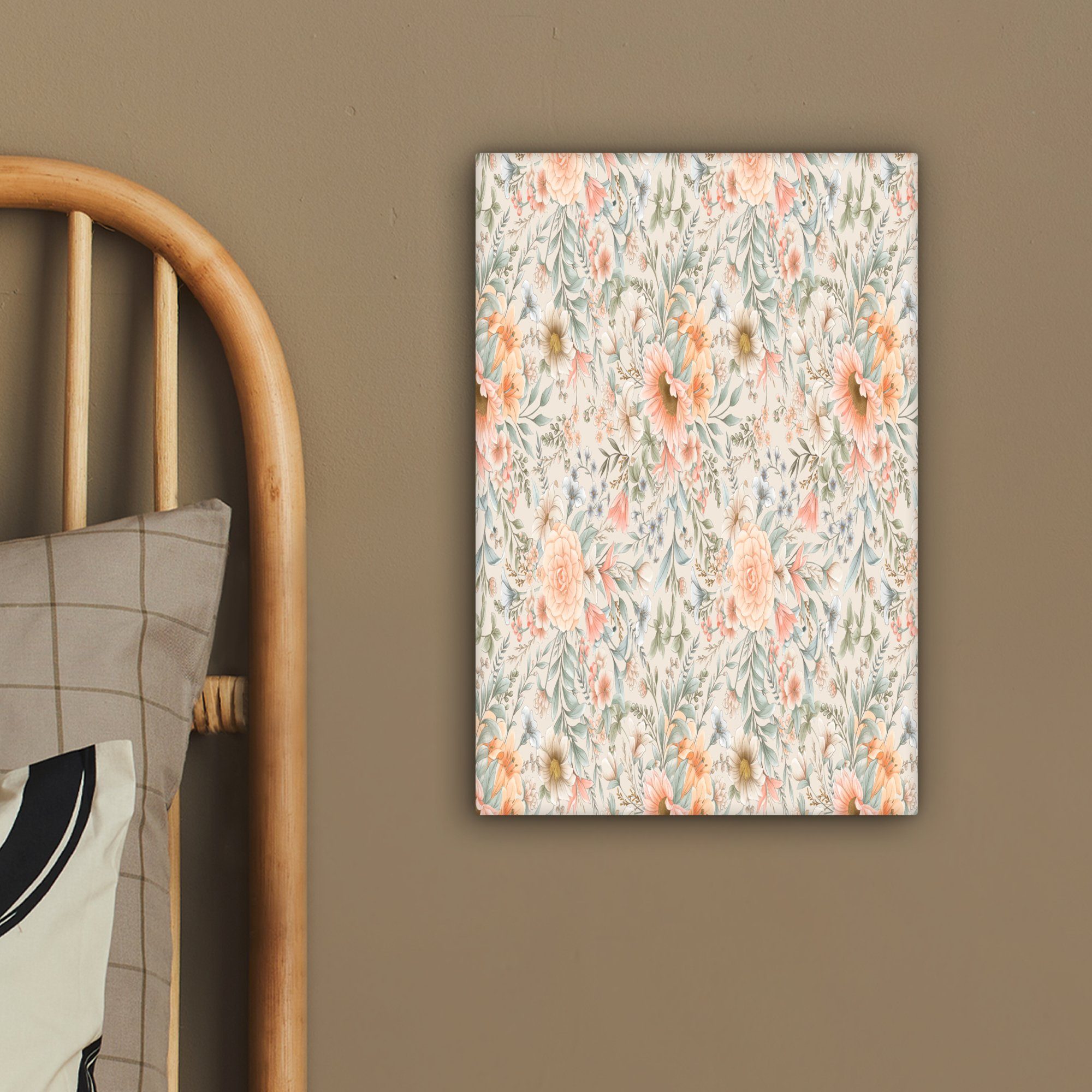 OneMillionCanvasses® - Zackenaufhänger, Sonnenblume Gemälde, bespannt fertig Muster, cm Pastell St), Blumen 20x30 Leinwandbild (1 inkl. - - Leinwandbild