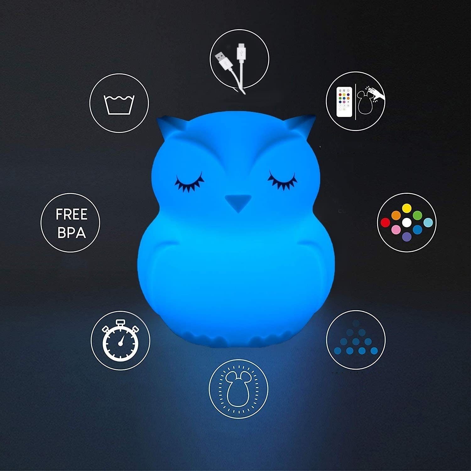 Fernbedienung LED Nachtlampe Nachtlicht mit Dimmbar Nachtlicht Baby USB Silikon GelldG