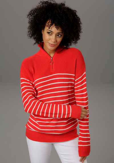 Esprit Pulli Shirt Sweatshirt rot weiß gestreift Damen NEU 606