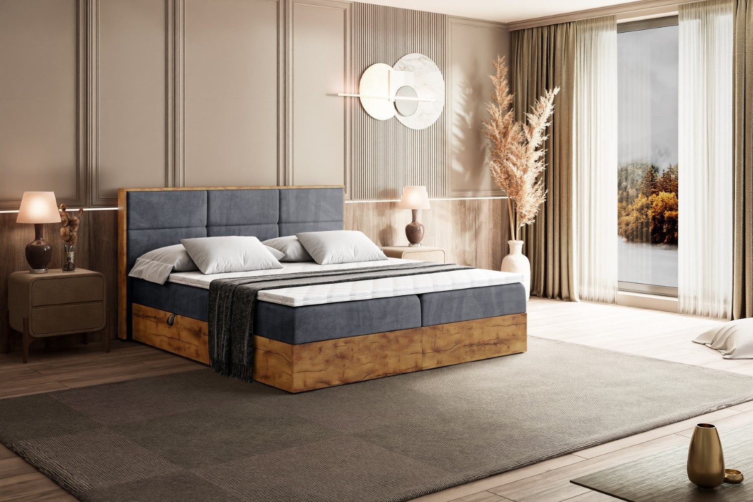 ALTDECOR Boxbett LOLLI1 (Multipocket-Matratze H4, H3 Matratze Bonellfederung, Topper, Kopfteil)