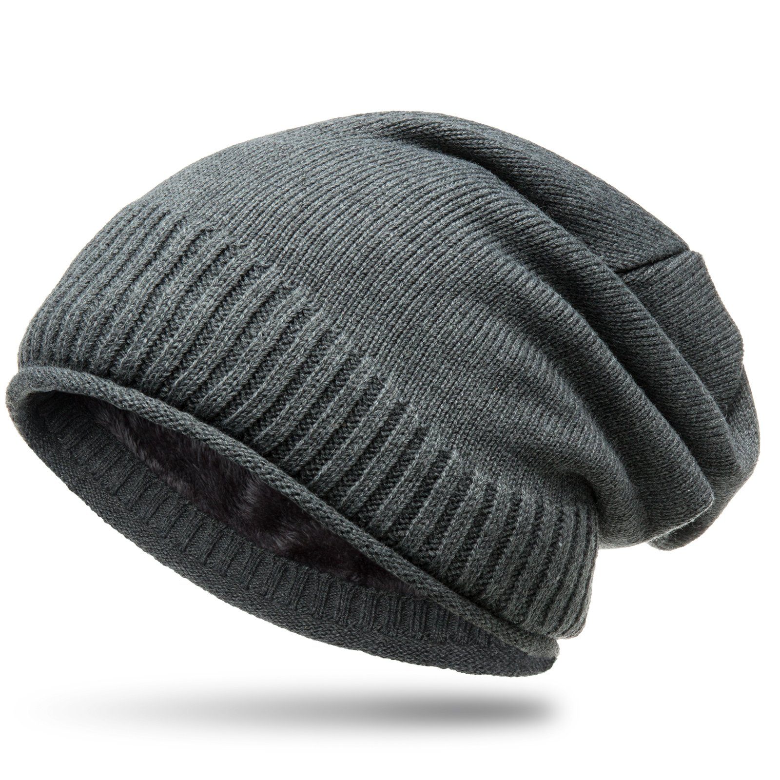 Caspar Beanie MU180 dicke warme Feinstrick Mütze Uni Gefüttert