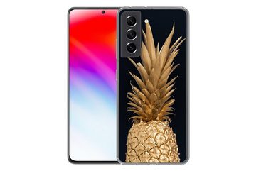 MuchoWow Handyhülle Ananas - Gold - Farbe - Schwarz - Obst - Luxus, Phone Case, Handyhülle Samsung Galaxy S21 FE, Silikon, Schutzhülle